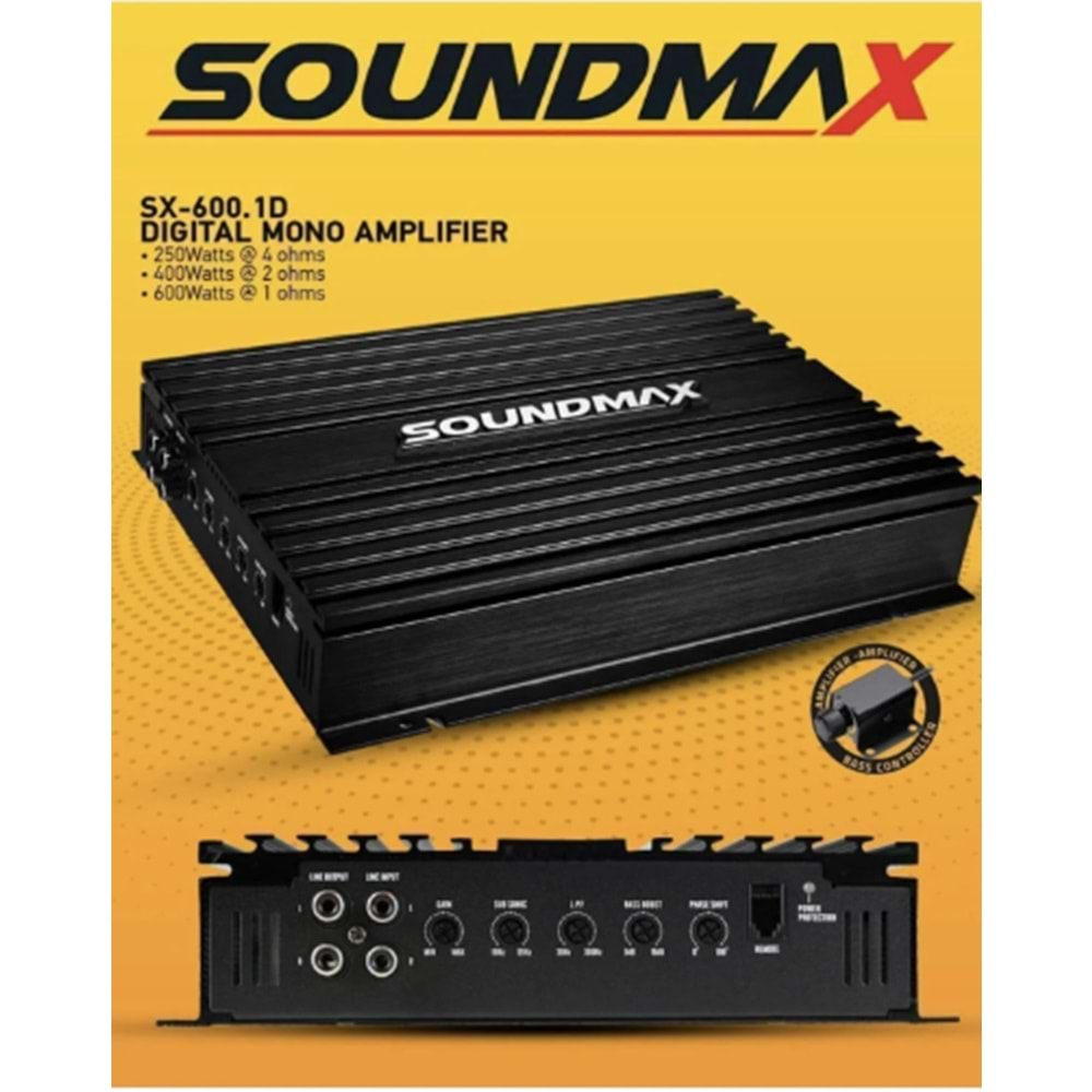 Soundmax Sx-600.1d Mono Amfibas Amfisi 4000w Bas Kontrollü
