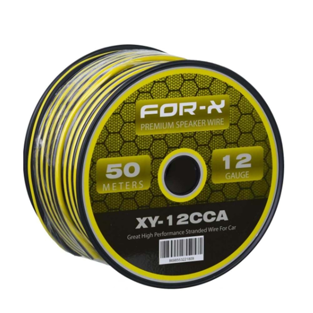 FOR-X 12 Ga 2X2,5 Hoparlör Kablosu 50-Mt Lik Top XY-12 CCA