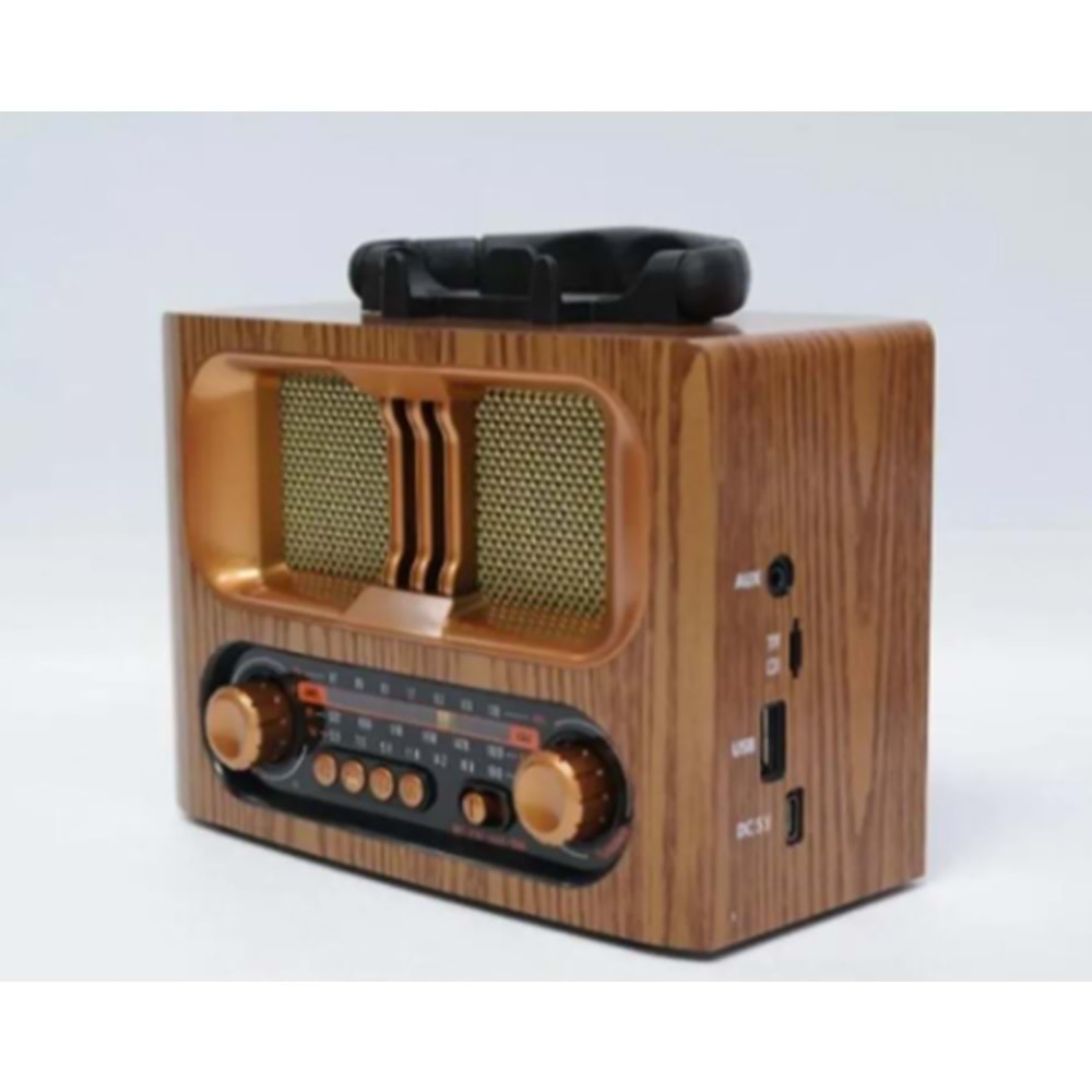 Nostaljik Radyo,Bluetooth Şarjlı ve Pilli, 3 bandlı fm Radyo+Aux+Usb+Tf Mp3 Çalar