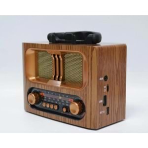 Nostaljik Radyo,Bluetooth Şarjlı ve Pilli, 3 bandlı fm Radyo+Aux+Usb+Tf Mp3 Çalar