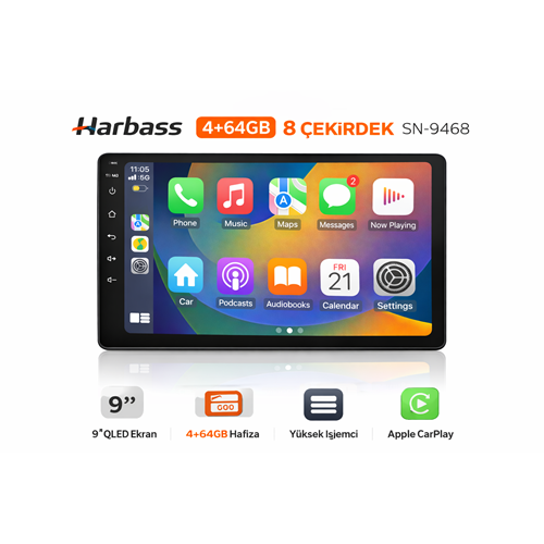 SN-9468 9 INCH MULTIMEDYA 4+64 8 ÇEKİRDEK QLED/FAN