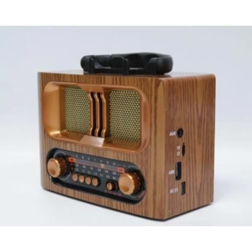 Nostaljik Radyo,Bluetooth Şarjlı ve Pilli, 3 bandlı fm Radyo+Aux+Usb+Tf Mp3 Çalar
