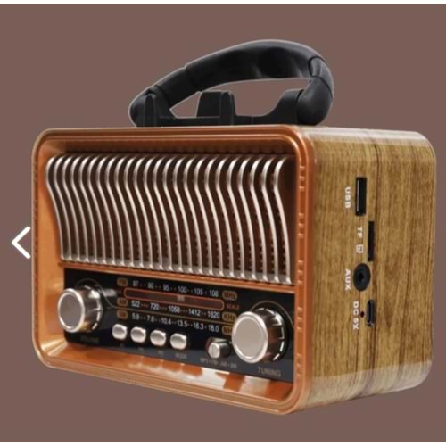 MEGA Nostaljik Radyo,Bluetooth Şarjlı ve Pilli, 3 bandlı fm Radyo+Aux+Usb+Tf kartlı Mp3 Çalar