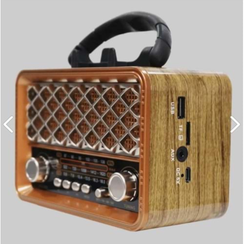 MEGA Nostaljik Radyo,Bluetooth Şarjlı ve Pilli, 3 bandlı fm Radyo+Aux+Usb+Tf kartlı Mp3 Çalar