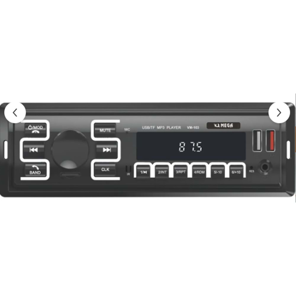 Çift Usb Girişli Bluetooth Oto Teyp Araba Teybi Radyo Sd Aux Teyp Amfi Çıkışlı Kumandalı 103