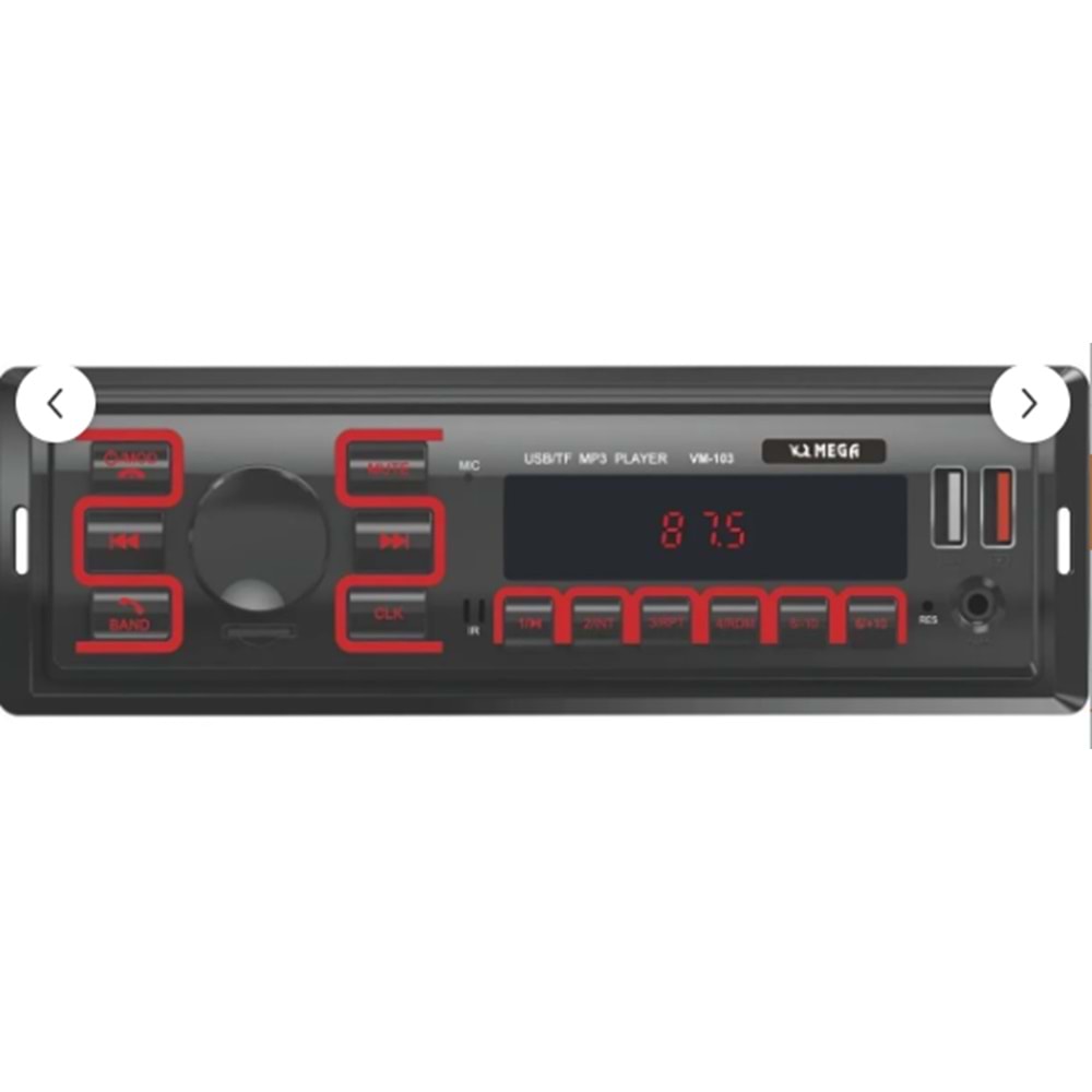 Çift Usb Girişli Bluetooth Oto Teyp Araba Teybi Radyo Sd Aux Teyp Amfi Çıkışlı Kumandalı 103