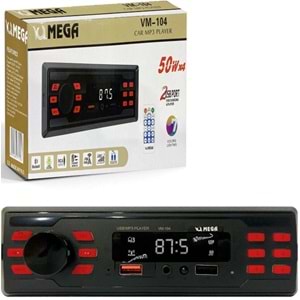 VM-104 Oto Teyp 4X50 Watt Bluetooth 2xUsb Sd Fm Aux 7 Renk