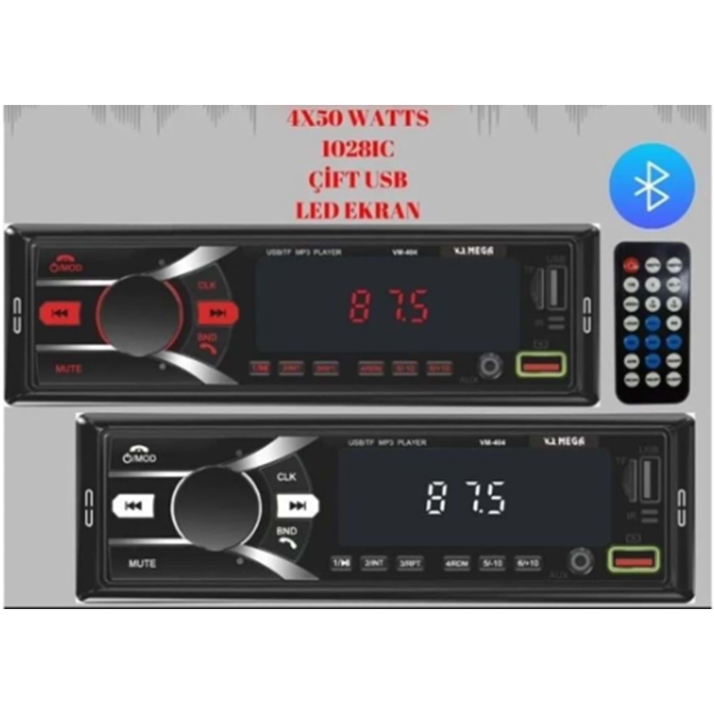 Çift Usb Girişli Bluetooth Oto Teyp Araba Teybi Radyo Sd Aux Teyp Amfi Çıkışlı Kumandalı