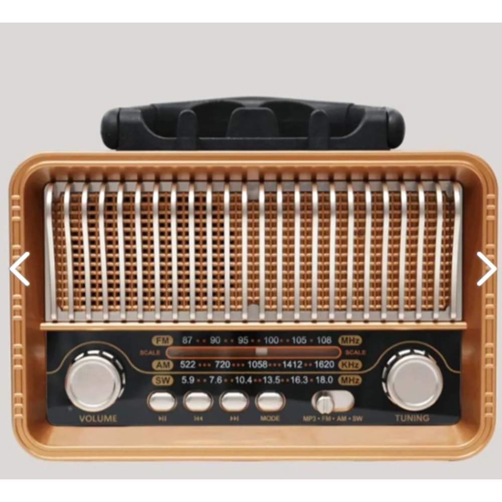 MEGA Nostaljik Radyo,Bluetooth Şarjlı ve Pilli, 3 bandlı fm Radyo+Aux+Usb+Tf kartlı Mp3 Çalar