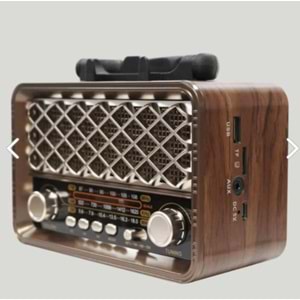 MEGA Nostaljik Radyo,Bluetooth Şarjlı ve Pilli, 3 bandlı fm Radyo+Aux+Usb+Tf kartlı Mp3 Çalar
